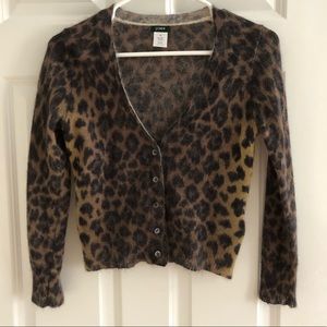 J.Crew leopard print cropped cardigan sweater